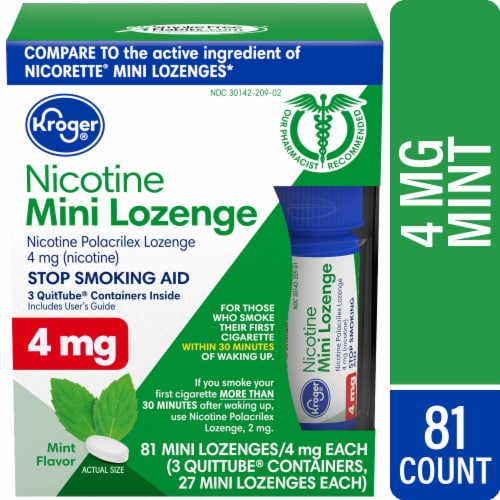 Kroger® Mint Flavor 4 mg Nicotine Polacrilex Mini Lozenges Stop Smoking  Aid, 3 pk / 81 ct