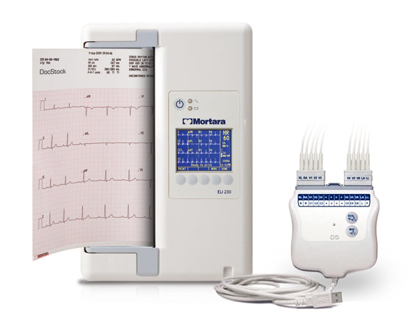 Hillrom - Welch Allyn Mortara ELI230 12-Lead Portable ECG with AM12 Wired Patient Connection plus Interpretation