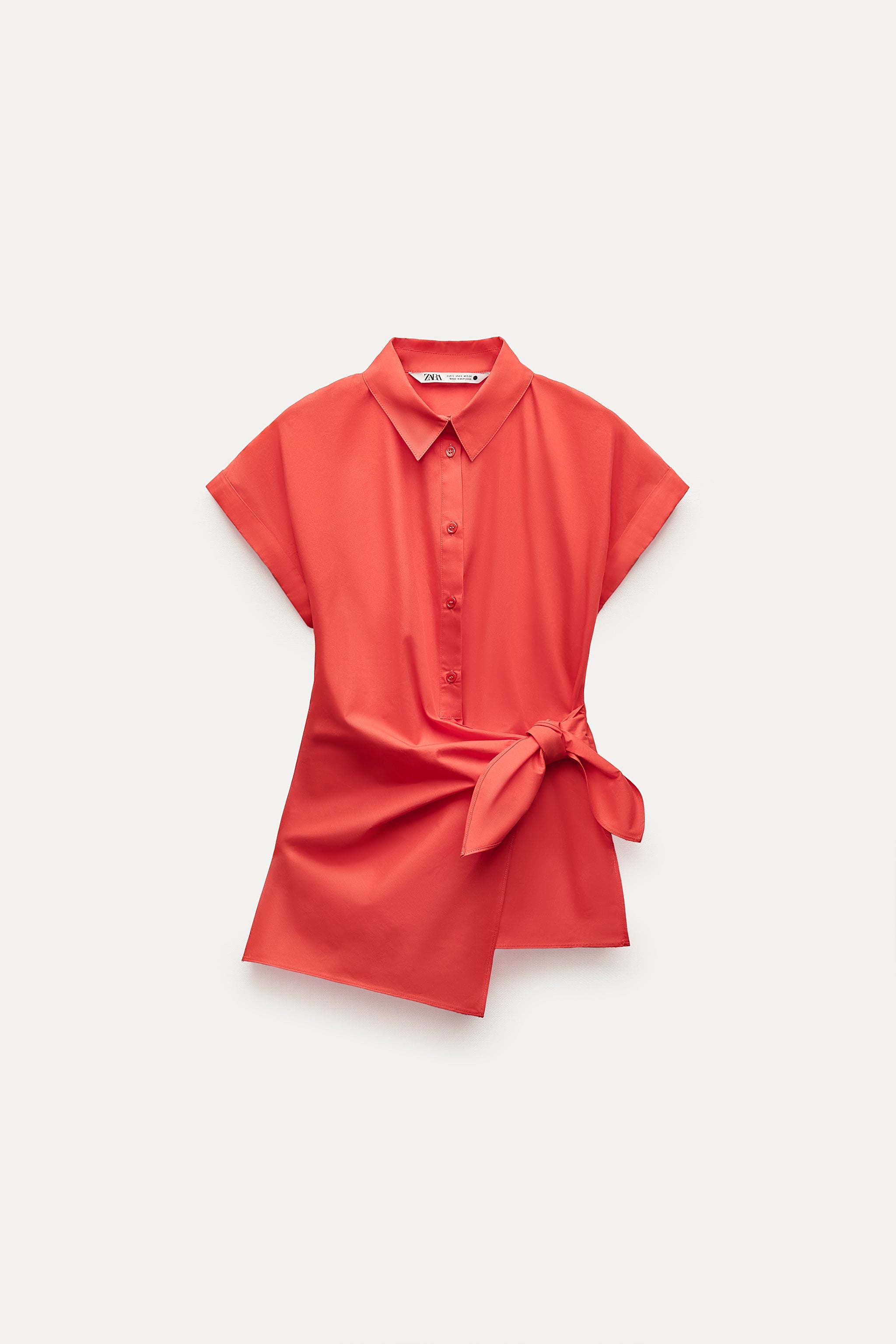 Chemise en popeline avec nœud et emmanchure sarrasin