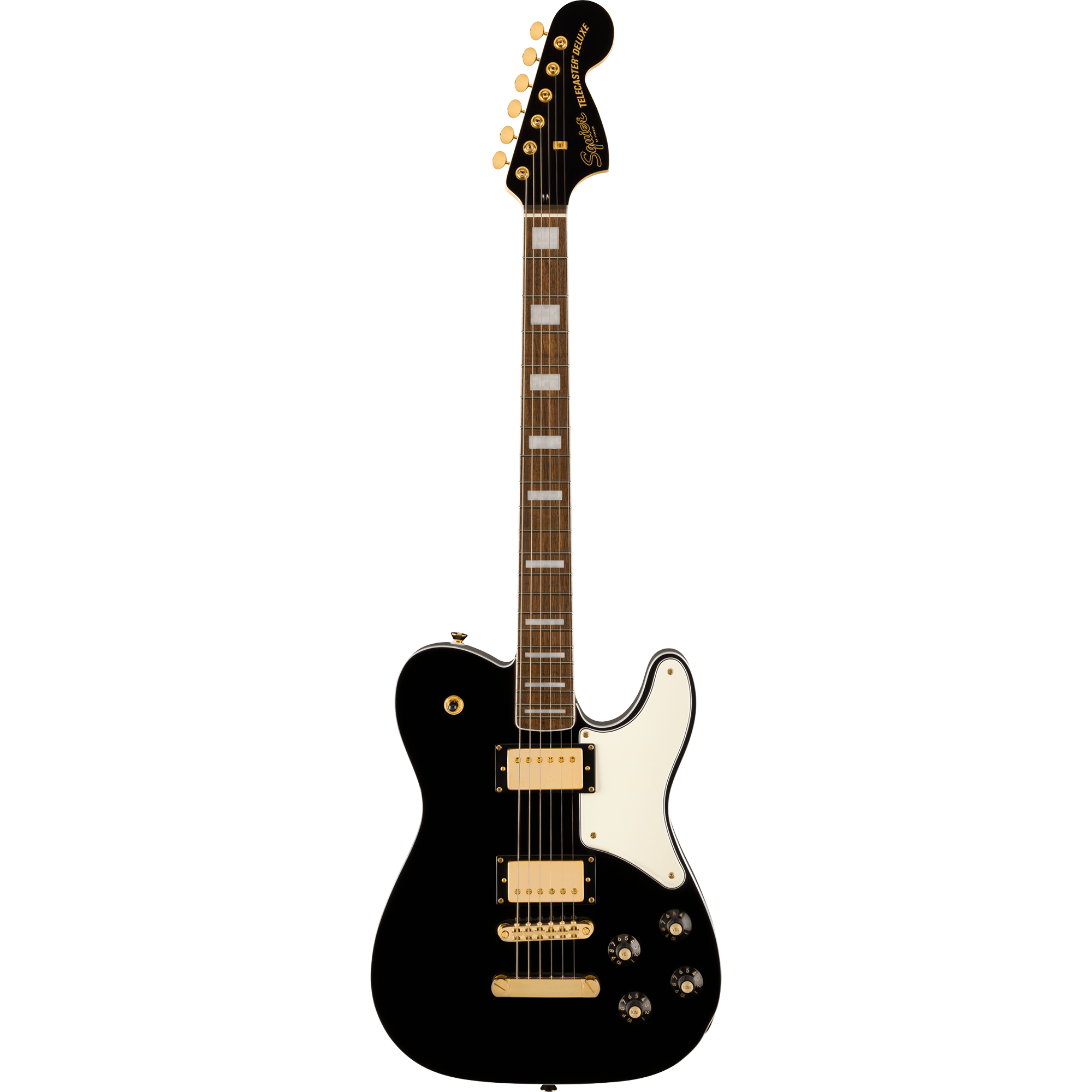 Squier 037-7026-506 LTD Paranormal Troublemaker Tele Deluxe, Gold Hardware, Black-Easy Music Center