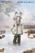 Arknights Rhodes Kids Series Pramanix Non Scale Figure with white hair, animal ears, winter coat, fluffy cape, boots, and bear accessory