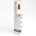 Mobiletto Salvaspazio Bagno Multiuso 33x15x136 cm in Legno Bianco
