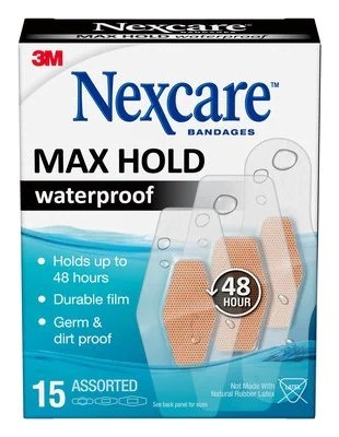 Nexcare Max Hold Waterproof Bandages 12'S