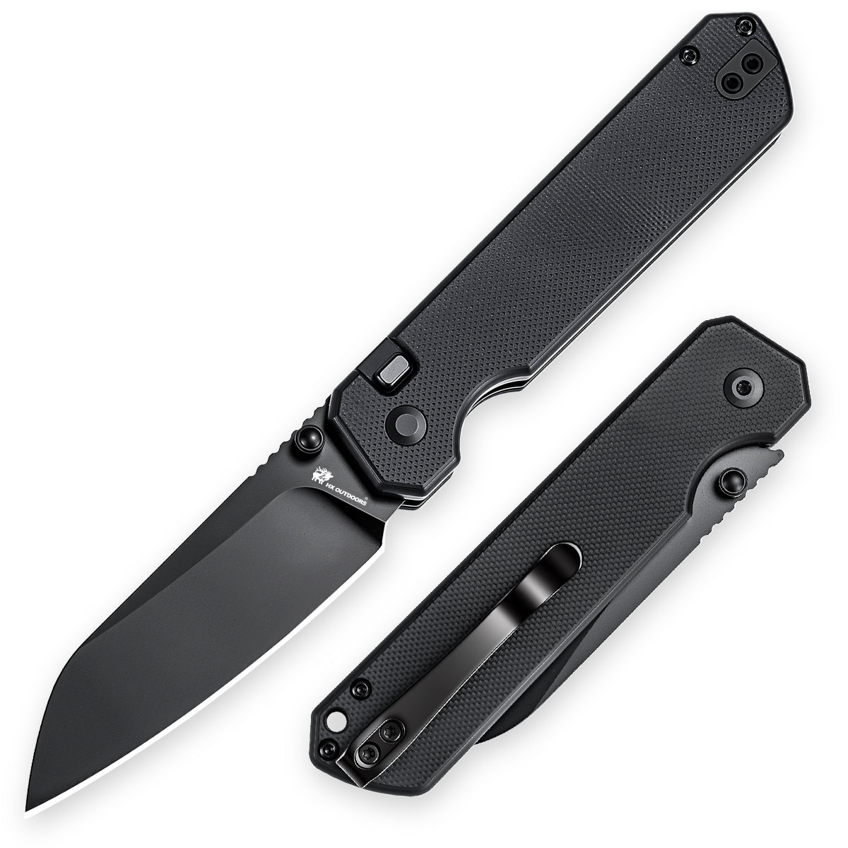 HYLA | Pocket Knife | Button Lock | 2.91" 14C28N Black Blade | Black G10 Handle | HX OUTDOORS ZD-130S-B