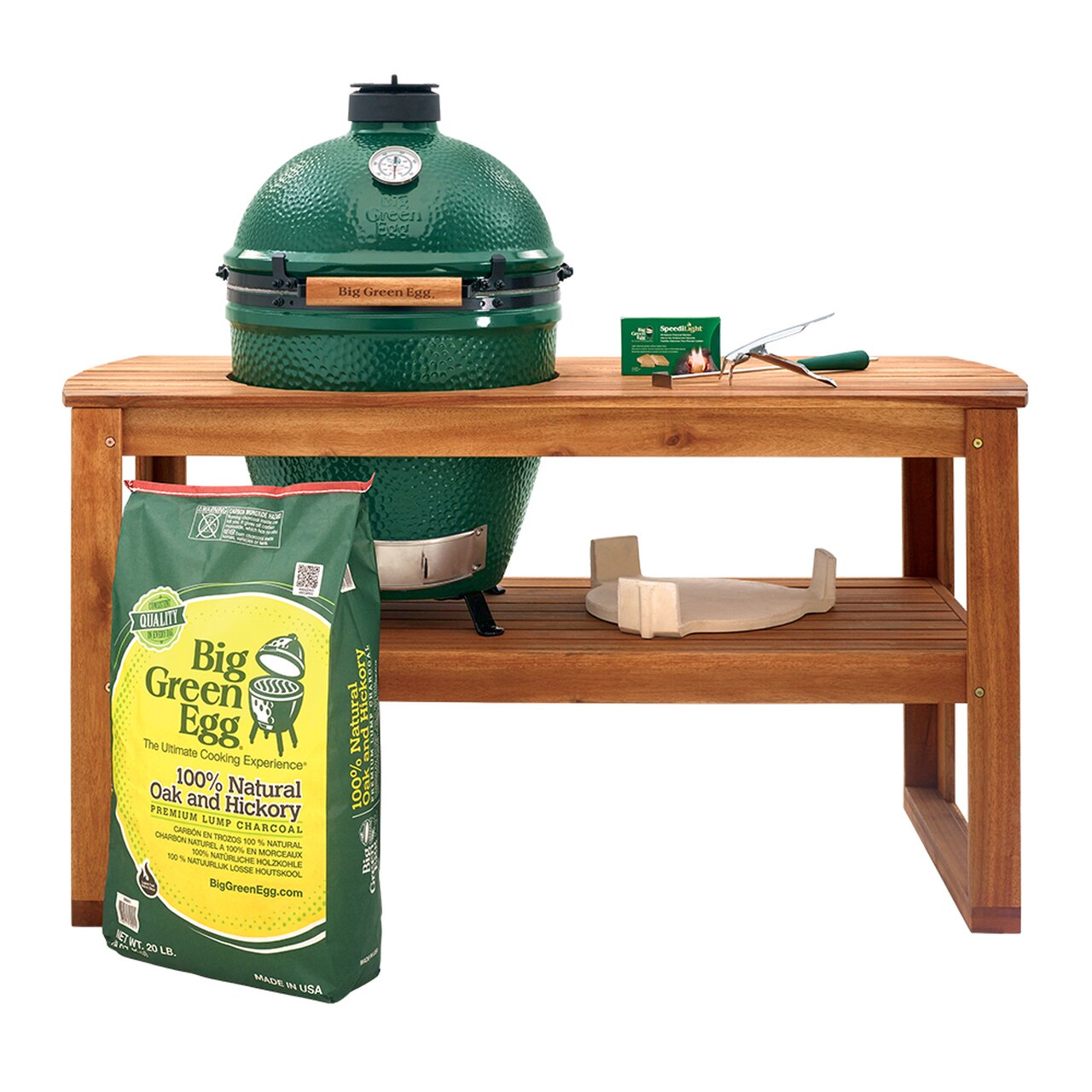 Large Big Green Egg with Acacia Table Bundle