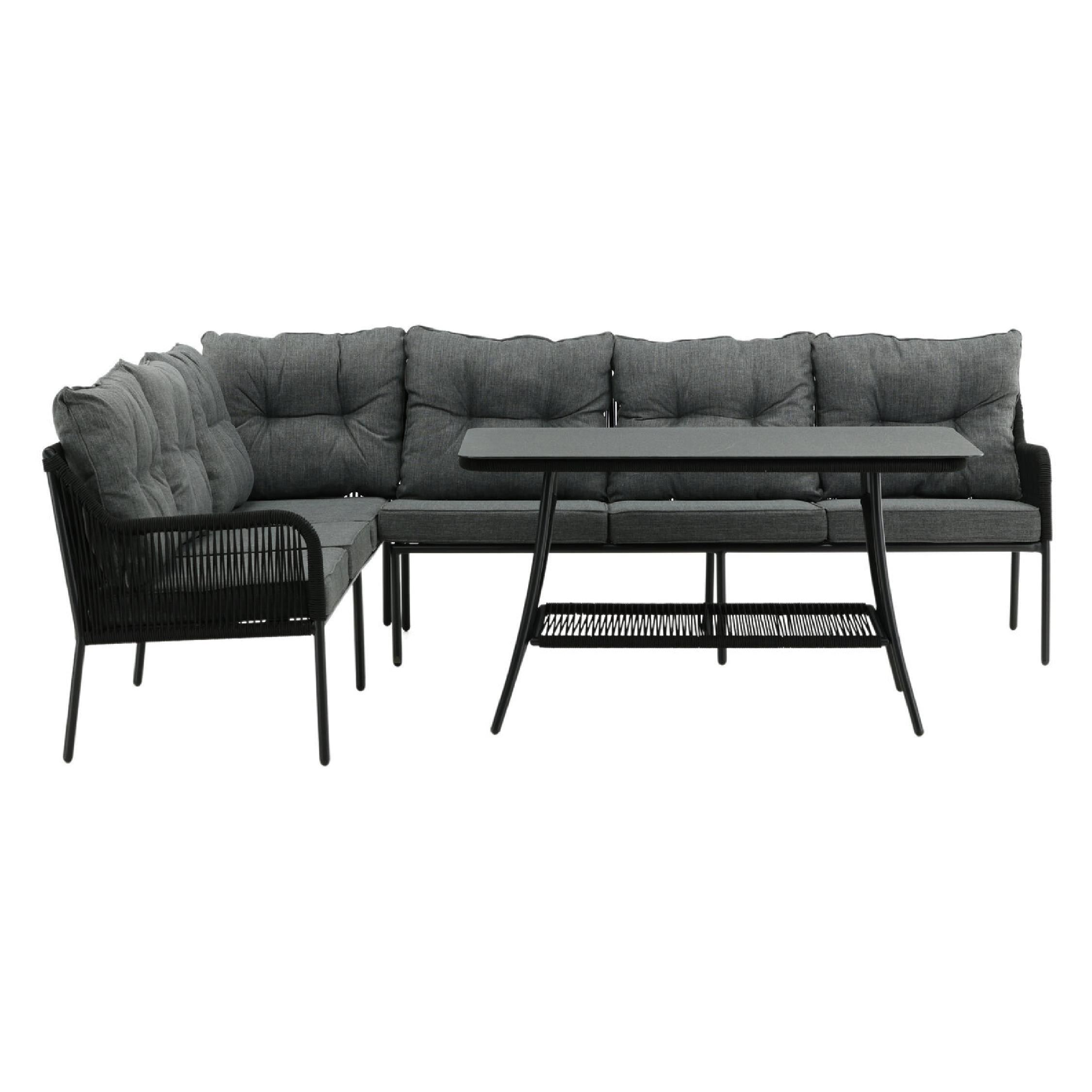 Nest of Nora Loungeset tuin 6p Hoek - Loungetafel - Zwart
