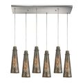 Rury 6 Light Pendant In Satin Nickel And Mercury Glass