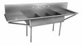 Just Manufacturing Stainless Steel Scullery Sink with Drainboards, Without Faucet, 14 Gauge, Floor Mounting Type - NSFB-345-24RL-2-2