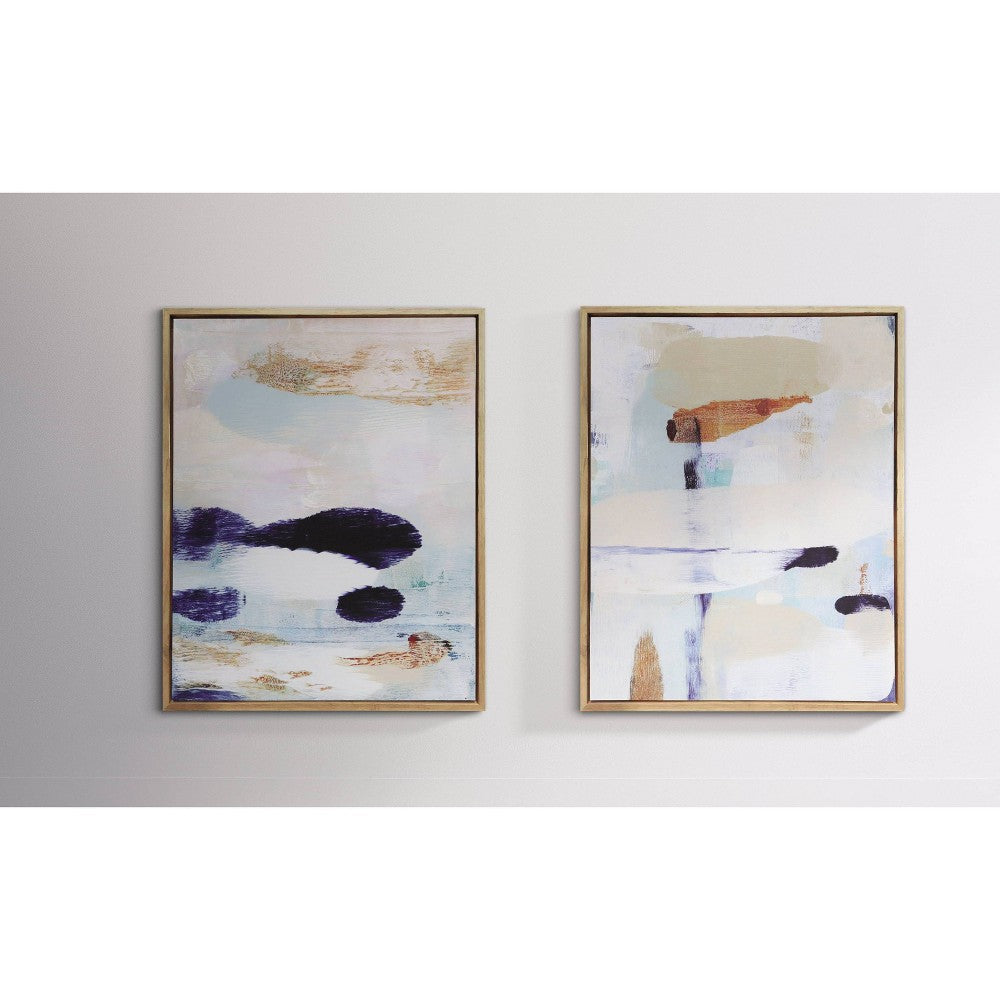 (Set of 2) 24" x 30" Abstract Framed Wall Art Canvas Beige - Project 62™ (LOCAL PICKUP ONLY)