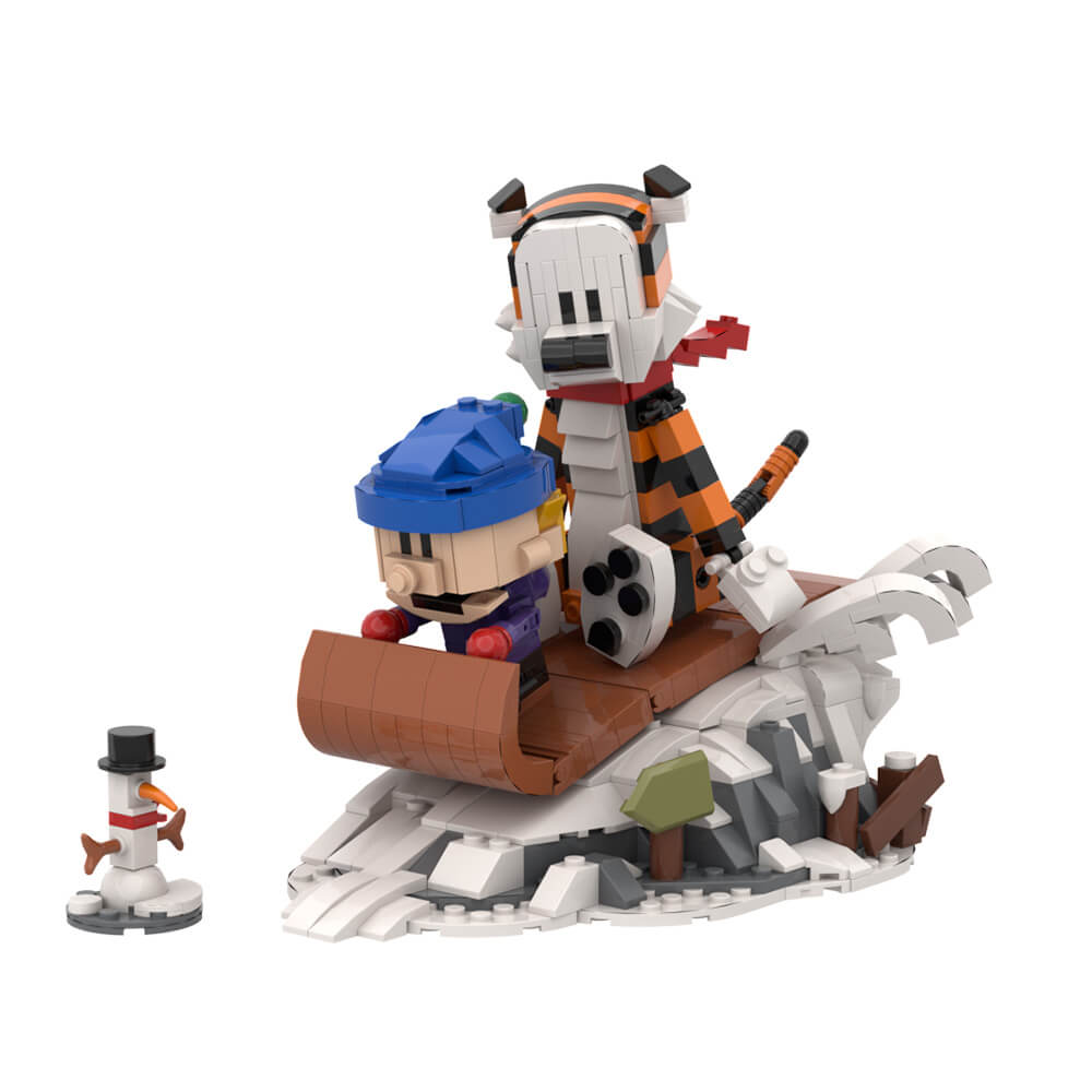 Calvin And Hobbes Sled MOC Building Block Bricks |MocPixel