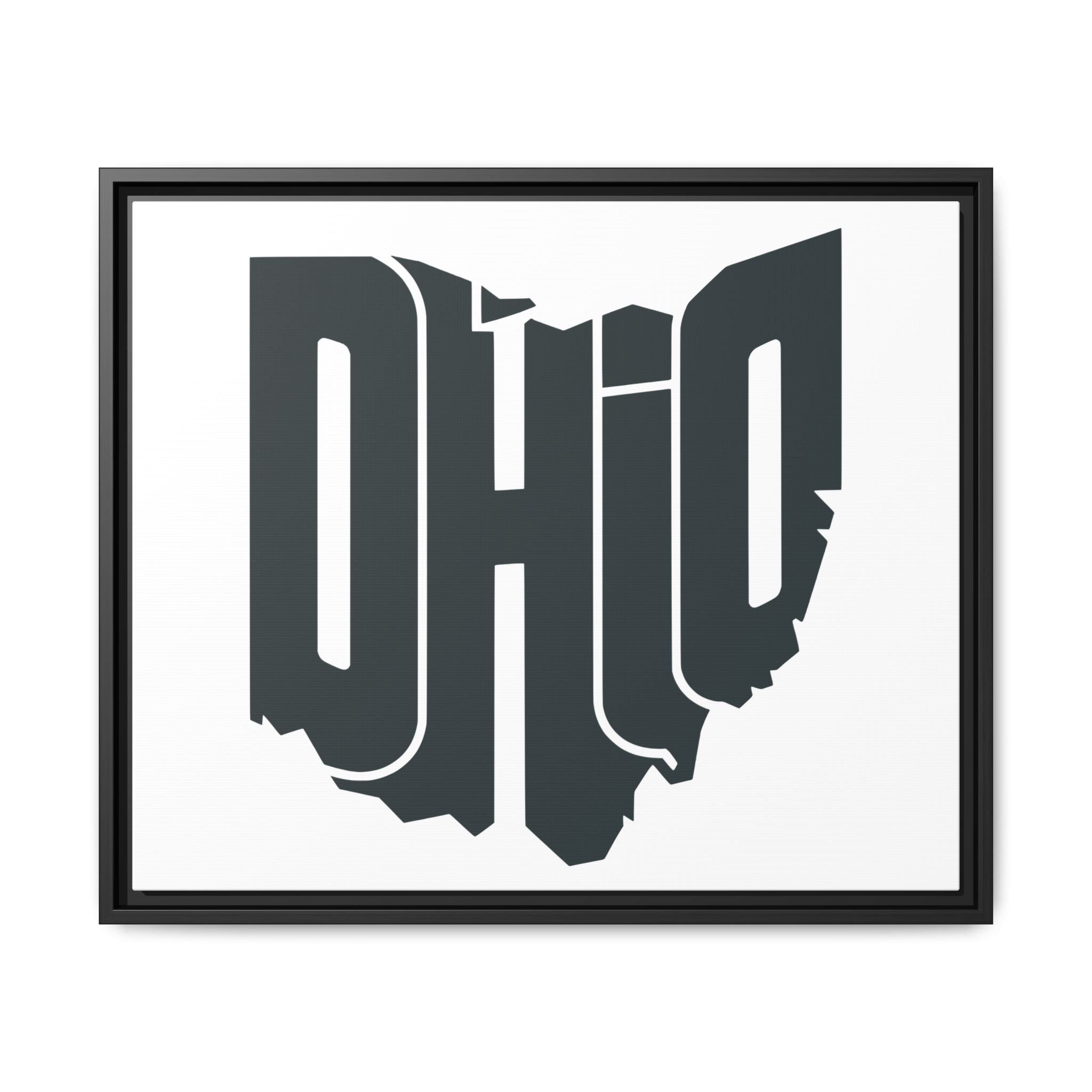 Ohio State Shape Matte Canvas Wall Art — Framed Modern State Typography Print