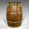 Vintage Coopered Hallway Barrel, English, Oak, Brass, Stick, Umbrella, Stand - London Fine Antiques