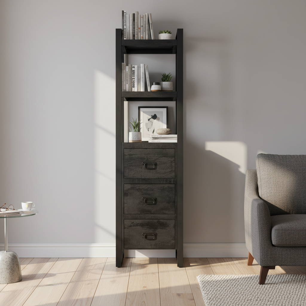 Boekenkast Britt + lades zwart