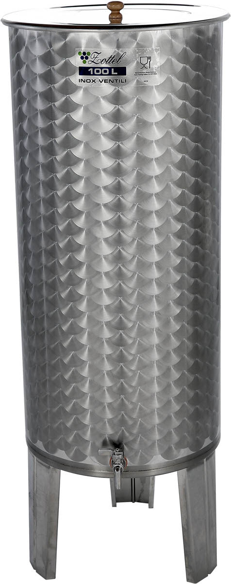 RVS tank op poten 50 liter met vlottend drijvend deksel, pomp, band en waterslot - Plukkers.com