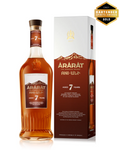 Ararat Ani 7 Year Armenian Brandy bottle with matching gift box, featuring gold mountain design and premium aged labeling.