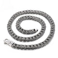 Kemstone Distressed Buckle Cuban Chain – Titanium Steel Men's Punk Necklace with CZ Inlay KN232322