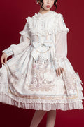 Round Collar Ruffled Long Sleeves Reunion World Print Classic Lolita OP Dress