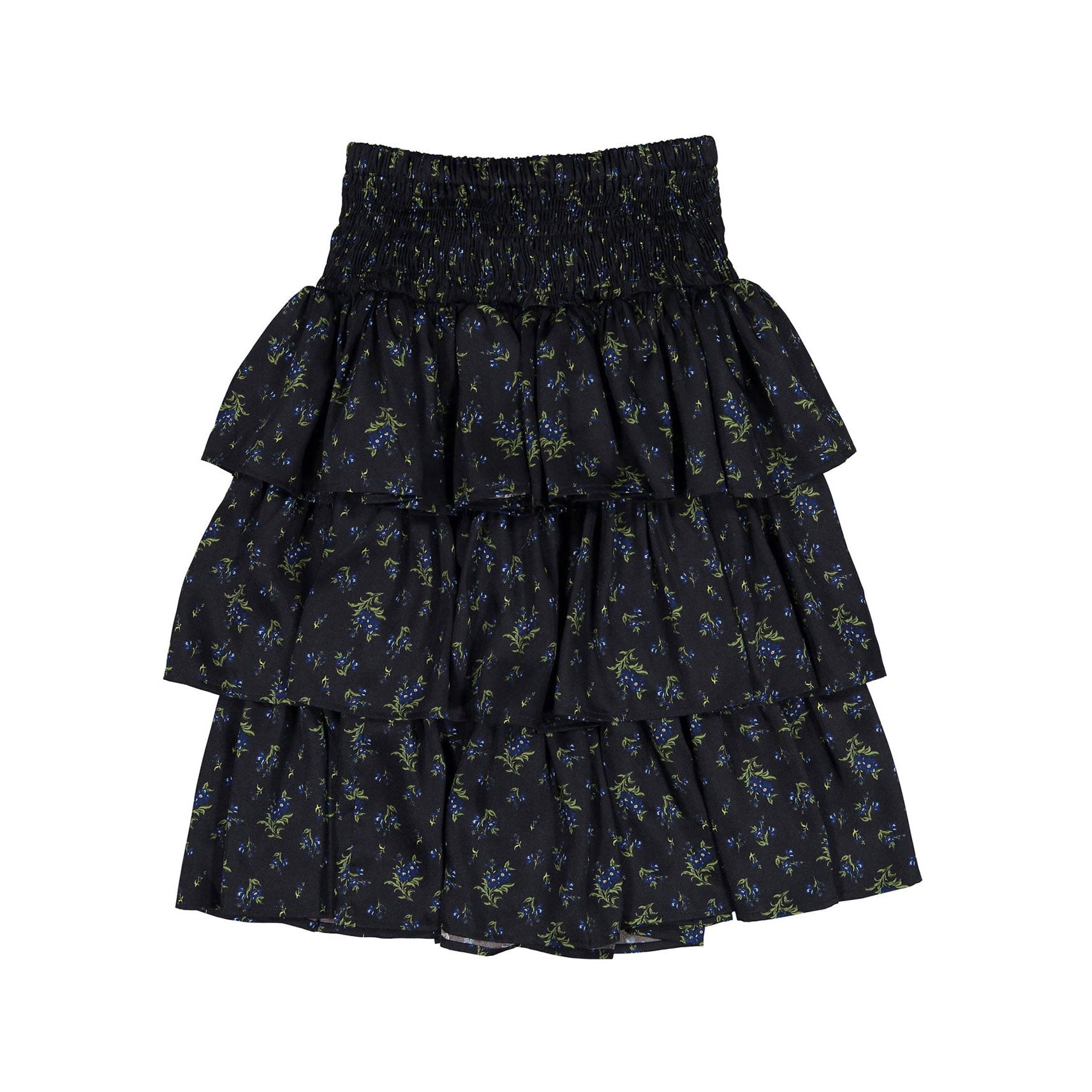Christina Rohde Black/Blue Floral Layered Skirt