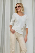 V-Neck Jewel Embellished Pullover - Dream Pants