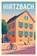 Affiche de Hirtzbach - Charme et douceur de la mairie en lumière du soir