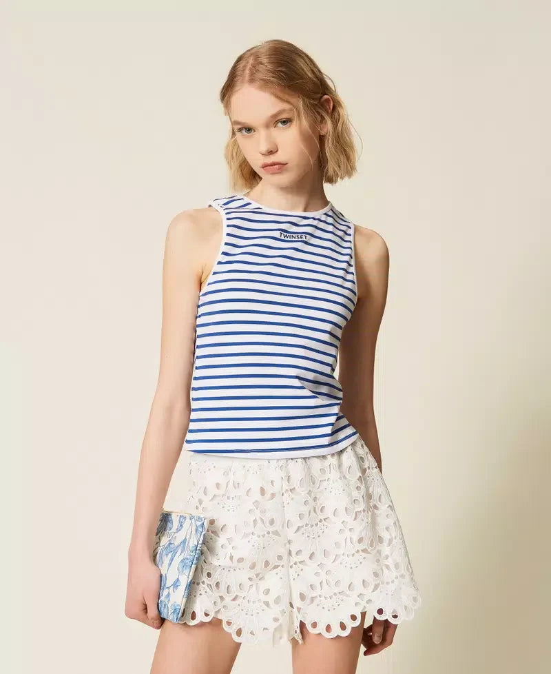 Shorts in macramè con smerli Twinset