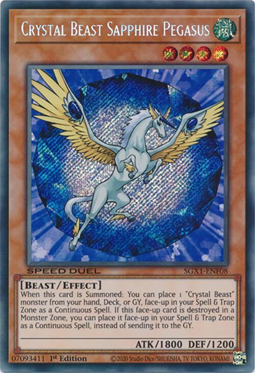 Crystal Beast Sapphire Pegasus (Secret Rare) - Speed Duel GX: Duel Academy  Box - YuGiOh