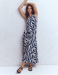 Tamsin Jersey Midi Dress-French Navy, Rhythmic Wave
