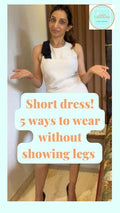 SHIKHA K || PERSONAL STYLIST on Instagram: "✨ 5 WAYS to wear SHORT DRESS  MODESTLY! (Without showing legs) Ur favourite style?? 1,2,3,4,5??? Share ur  thoughts!! 😊 Follow for more outfit formulas! Make