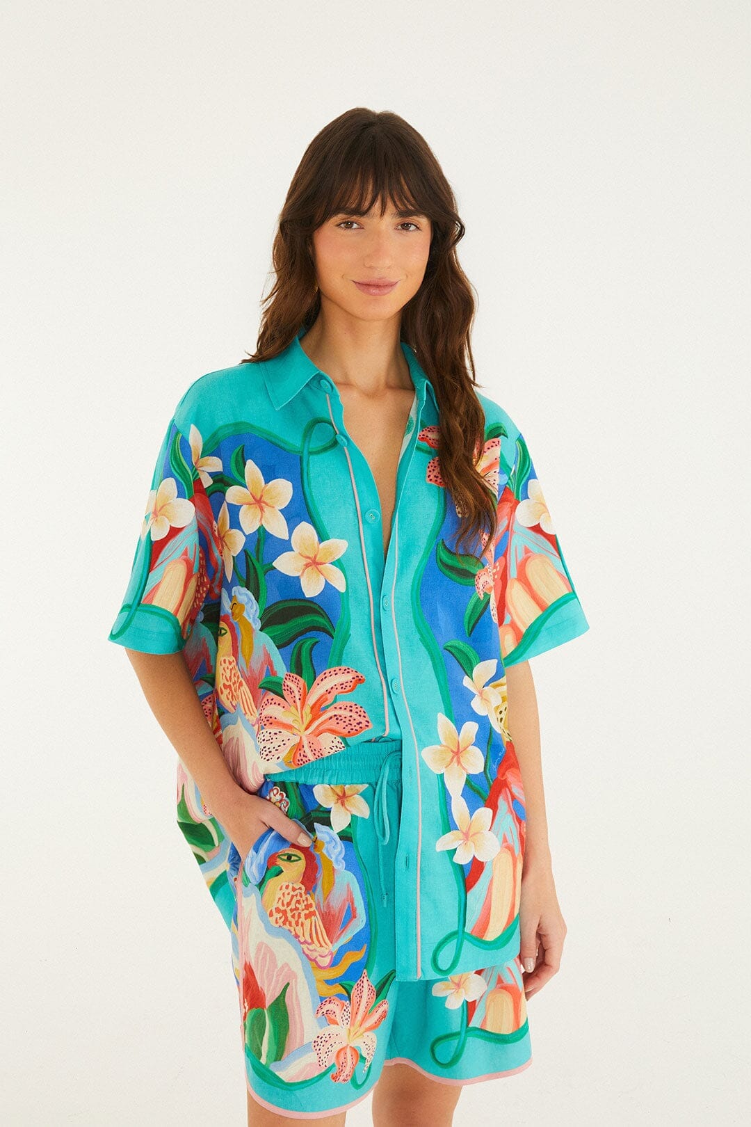 Multicolor Garden Of Life Scarf Lenzing Ecovero Euroflax Shorts