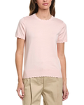 Brooks Brothers Womens Scalloped Pointelle-Trim Short Sleeve Sweater