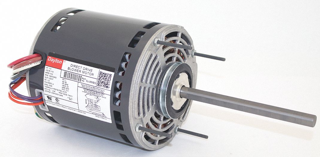 Dayton 1 HP Direct Drive Blower Motor, Permanent Split Capacitor, 1625 Nameplate RPM, 115 Voltage - 3LU89