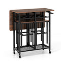 Extendable Dining Set, 3 Pieces - With 6-Bottle Wine Rack Feature - Perfect for Casual Gatherings and Dinner Parties