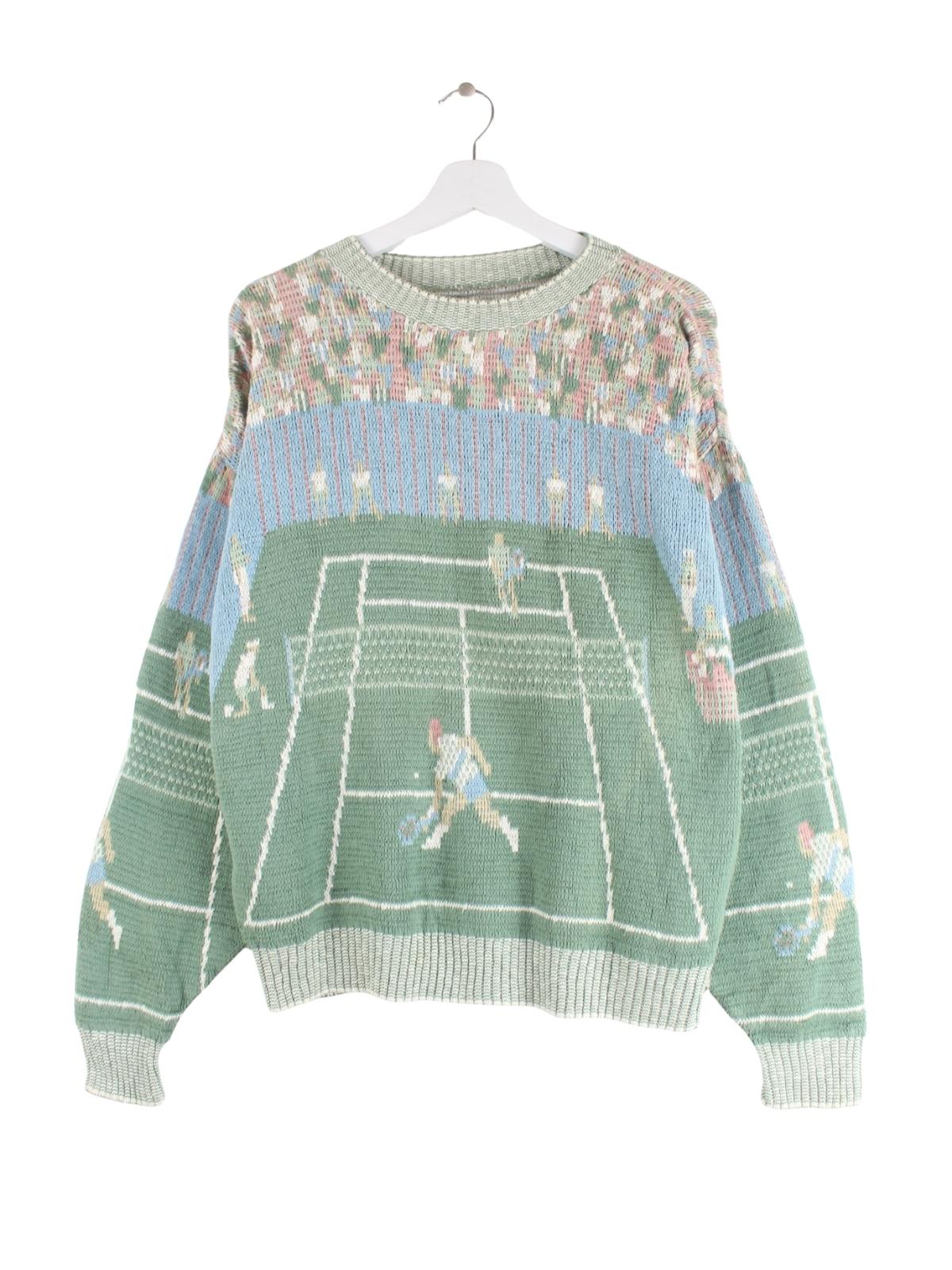 Vintage 90s Tennis Strick Pullover Mehrfarbig L