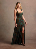 Azazie Floor-Length Maxi Dresses A-Line Wedding Guest Semi-Formal Dresses Sweetheart Teal Multi