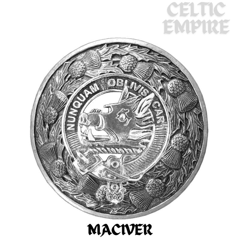 MacIver Family Clan Badge Scottish Plaid Brooch
