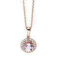 Collier 18 kt RG, mit ZÖ 40 cm + 42 cm, 20 Brill. 0,12 ct, TW-si, 1 Morganit 0,87 ct rosa
