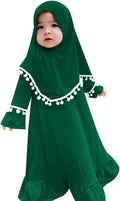 ODIZLI Toddler Baby Girls Hijab Dresses 2pcs Muslim Abaya Dresses for Girls Middle East Modest Outfits