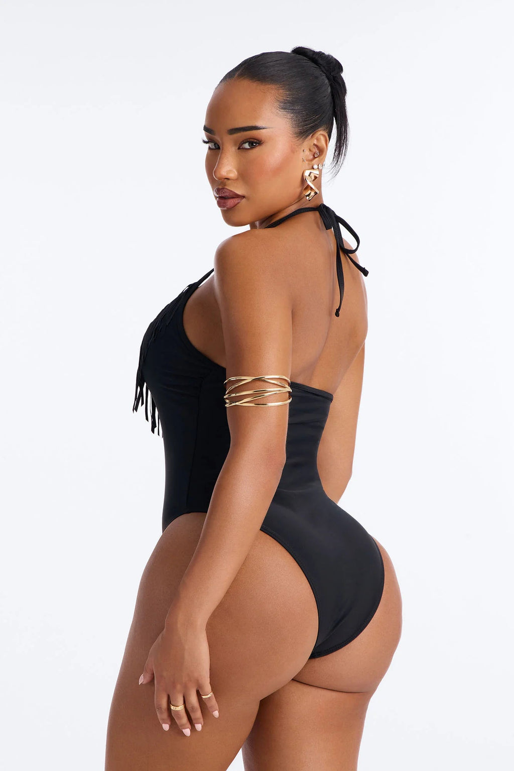 Offshore Crush 1 Piece Fringe Swimsuit - Black
