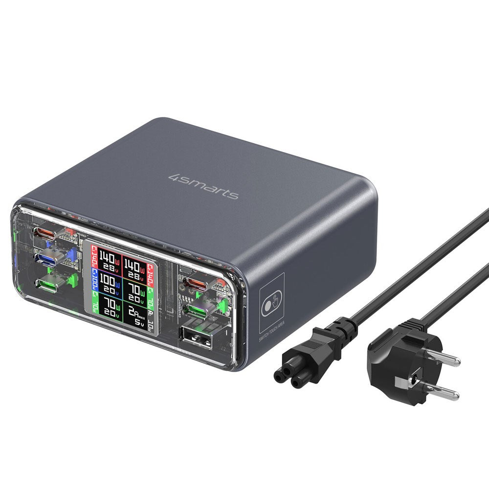 4smarts Lucid GaN DIY Desktop Charger - 360W / 5x USB-C & 1x USB-A - Grey