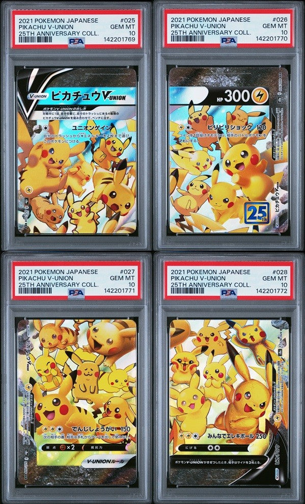 SET 4 PSA 10 GEM MINT JAPANESE POKEMON 2021 Pikachu V-UNION 025-028 SEQUENTIAL