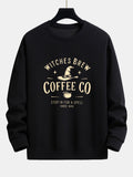 Witches Brew Coffee Halloween Print Relax Fit Sweatshirt