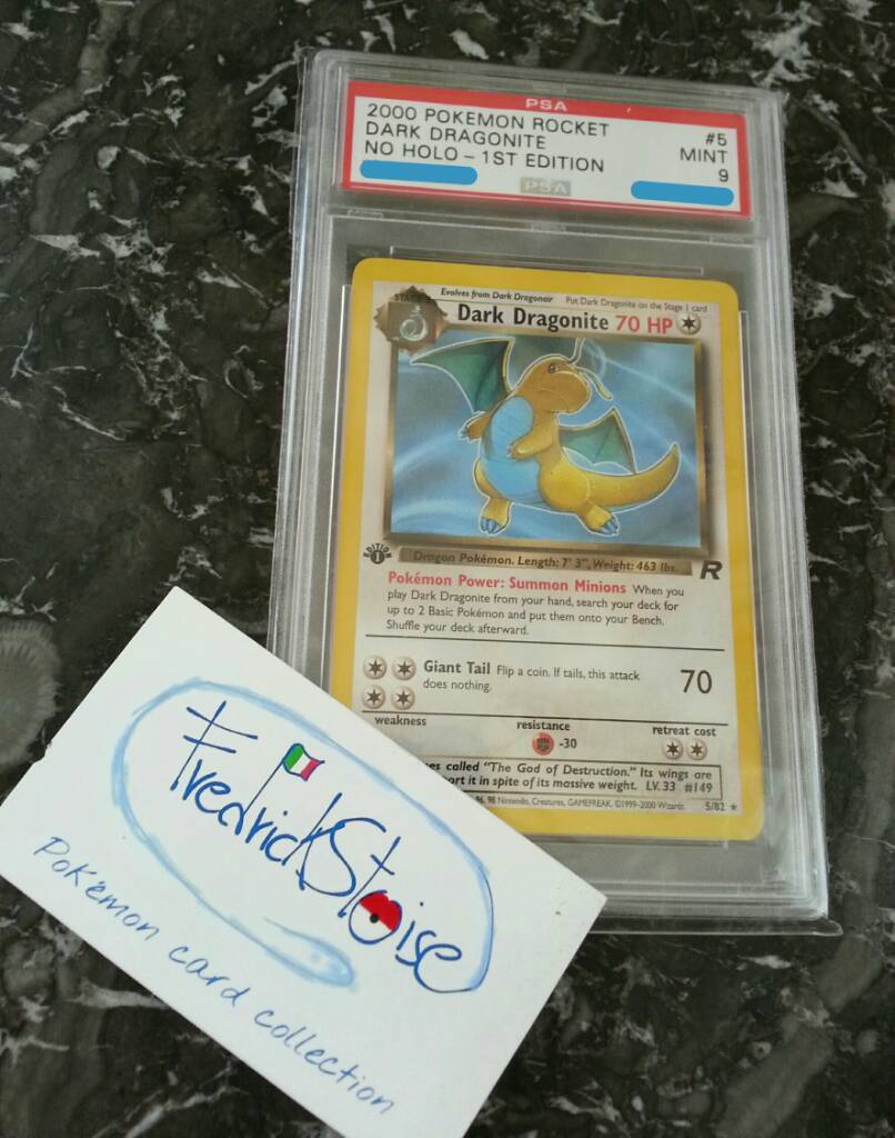 1st edition non-holo 5/82 error Dark dragonite at PSA9! - Market
