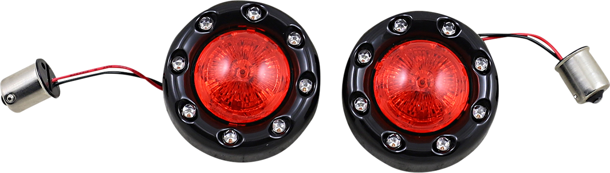 Bullet Turn Signal 1156 - Black - Red Lens