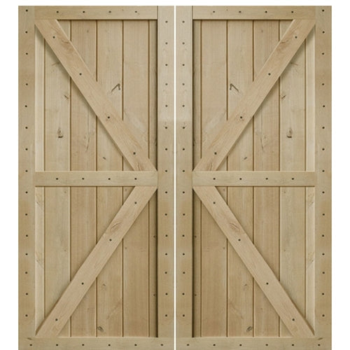 Knotty Alder Double Z Two Panel Double Barn Door