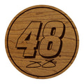 Jimmie Johnson #48 Wooden Coaster  | Crafted from Cherry and Maple Wood | Made in USA | Officially Licensed by Hendrick Motorsports