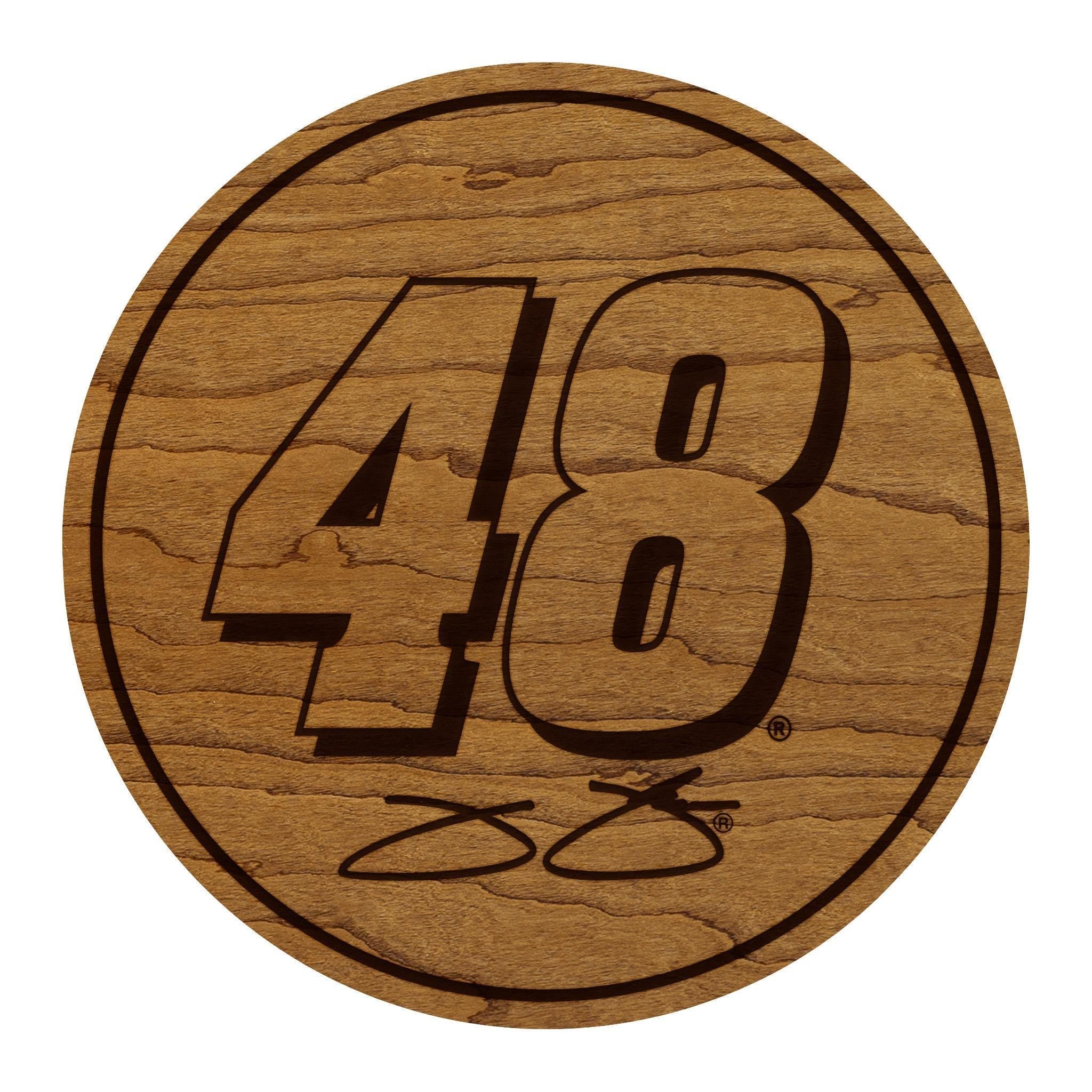 Jimmie Johnson #48 Wooden Coaster  | Crafted from Cherry and Maple Wood | Made in USA | Officially Licensed by Hendrick Motorsports