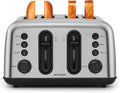BUYDEEM DT440 4-Slice Stainless Steel Toaster - Extra Wide Slots for Bagels & Muffins, Retro Silver Finish