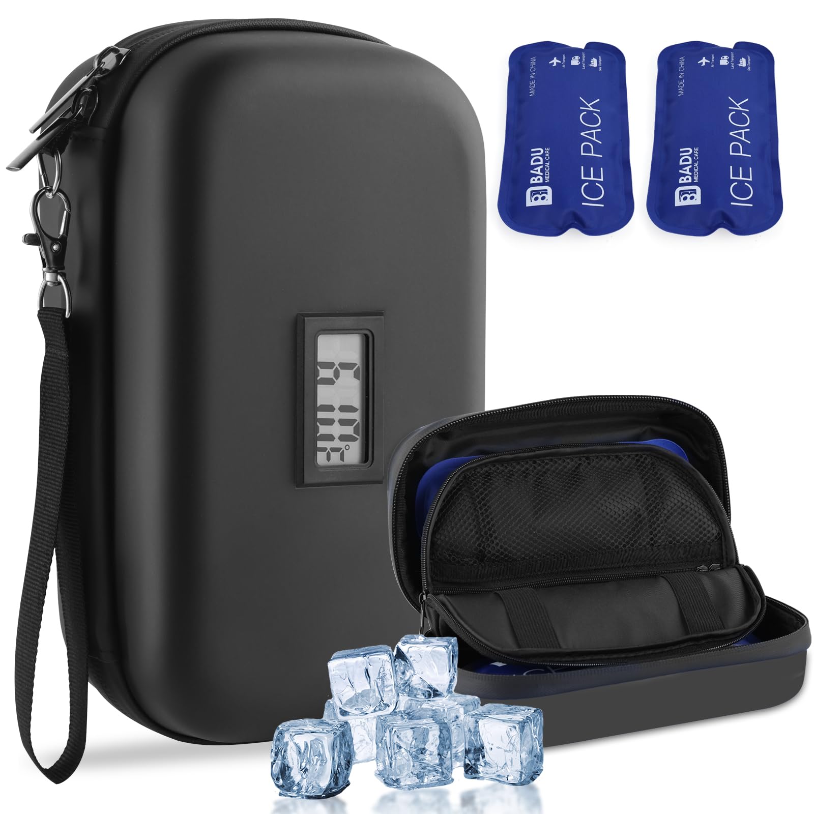 HIMDUZE Insulin Cooler Travel Case TSA Approved Refrigerated Medicine Cooler for Travel w/Thermometer Temperature Display Diabet