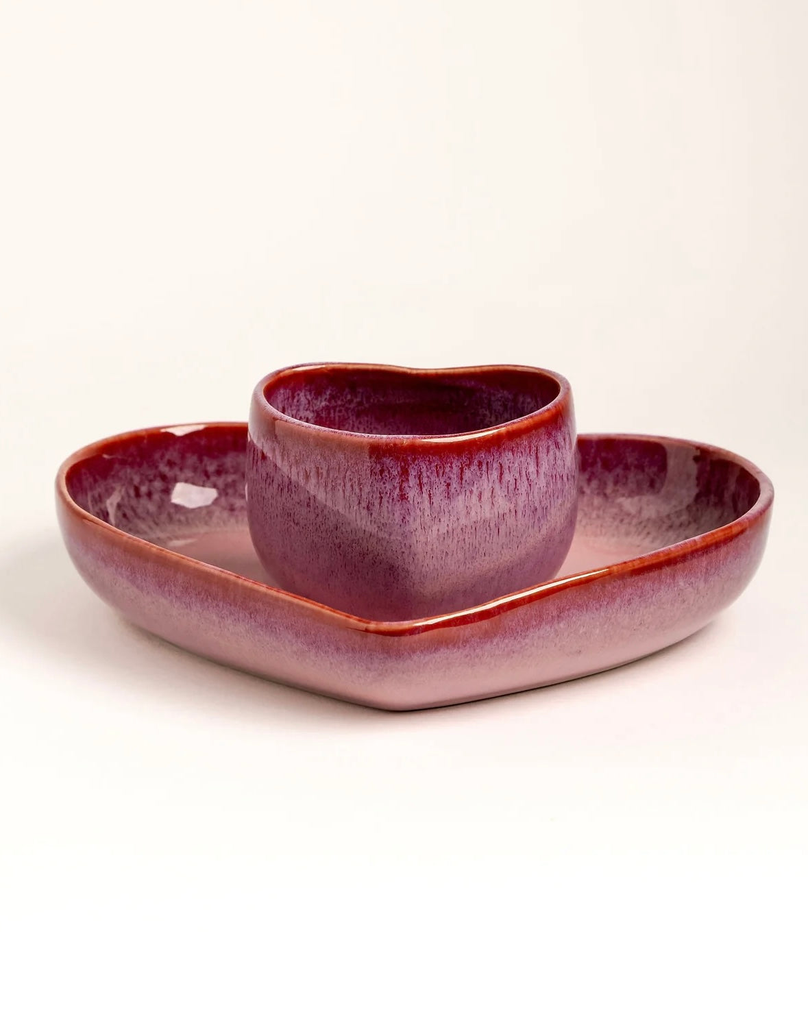 Amora Set Becher und Teller Rosa 2-teilig