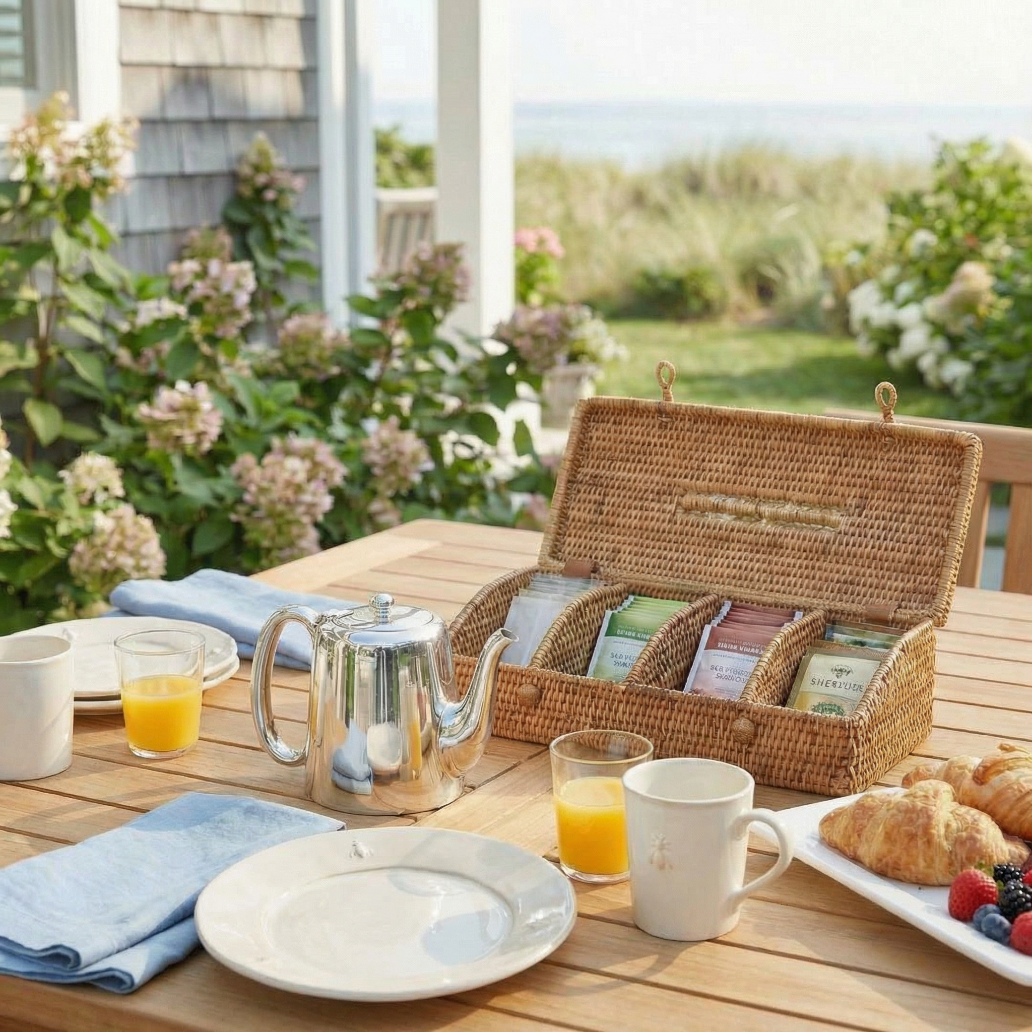 Wauwinet Rattan 5-Section Tea Box with Lid – Tea Organizer